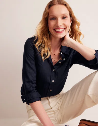 Boden Sienna Linen Shirtnavy Women  In Navy
