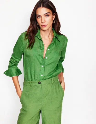 Boden Sienna Linen Shirtparadise Green Women  In Paradise Green