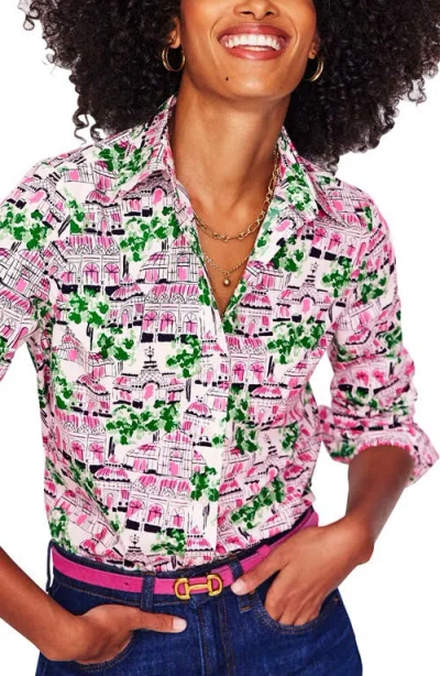 Boden Sienna Print Cotton Button-up Shirt In Ivory