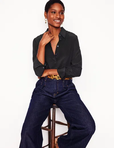 Boden Sienna Silk Shirtblack Women  In Black