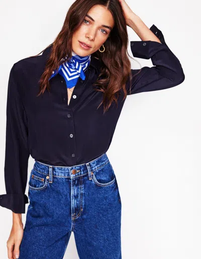 Boden Sienna Silk Shirtnavy Women  In Navy