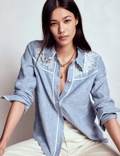 Boden Sienna Western Shirt Chambray Women  In Blue
