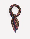 Boden Silk Square Scarf Multi, Cheetah Pop