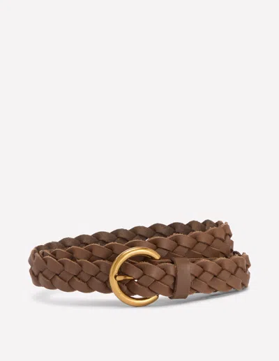 Boden Skinny Plaited Belt Raw Umber  In Brown