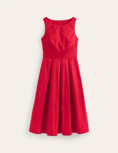 Boden Sleeveless Pleat Midi Dress Vermillion Red Women