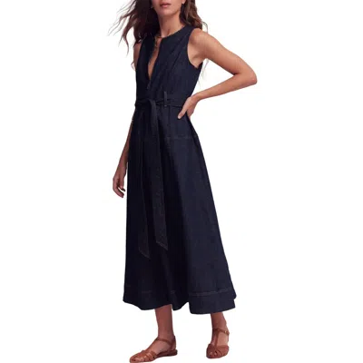 Boden Sleeveless Zip Denim Dress In Blue