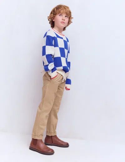 Boden Kids' Slim Pull On Pants Greige  In Blue