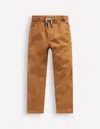 Boden Slim Pull On Trousersbutterscotch Brown Boys  In Butterscotch Brown