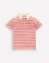 Boden Slub Polo Shirt Poppy Red/ Ivory Boys  In Red