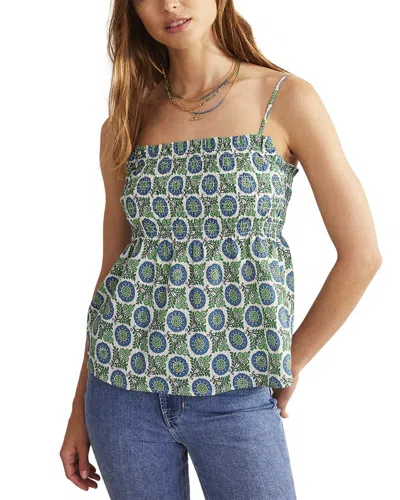 Boden Smocked Cami Top In Aegean Blue, Sunflower Sprig