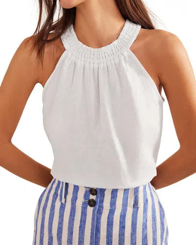 Boden Smocked Halter Linen Top In White