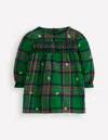 Boden Smocked Occasion Dress Green Check  In Green