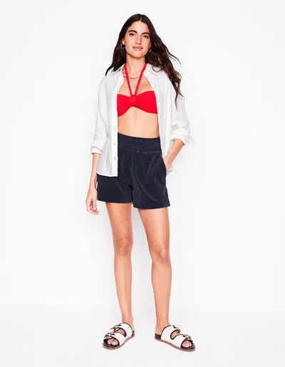 Boden Smocked Towelling Shortnavy Women  In White