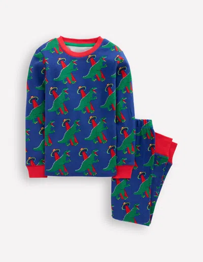 Boden Kids' Snug Glow In The Dark Pajamas Dino Space Boys  In Blue