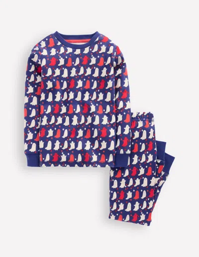 Boden Kids' Snug Glow In The Dark Pajamas Twilight Blue Spooky Ghosts