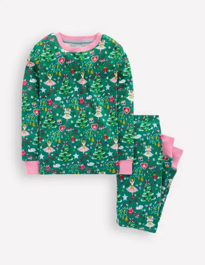 Boden Kids' Snug Glow In The Dark Pyjamas Jewel Green Nutcracker  In Multi