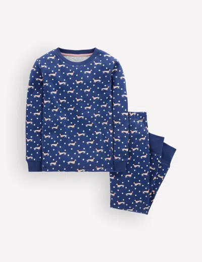 Boden Kids' Snug Glow-in-the-dark Pajamas In Blue | Size 2 Years