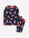 Boden Snug Long John Pajamas Medieval Bulldogs  In Multi