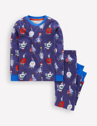 Boden Kids' Snug Long John Pajamas Pigeons  In Multi