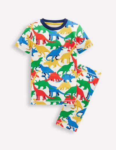 Boden Kids' Snug Short John Pajamas Multi Dinos Boys