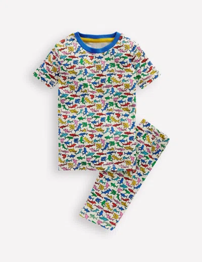 Boden Kids' Snug Short John Pajamas Multi Sharks Boys