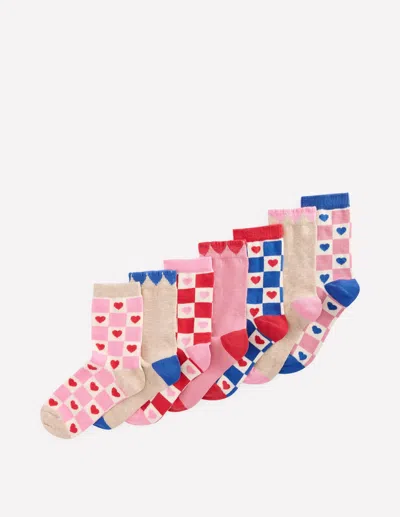 Boden Kids' Socks 7 Pack Hearts  In Multi