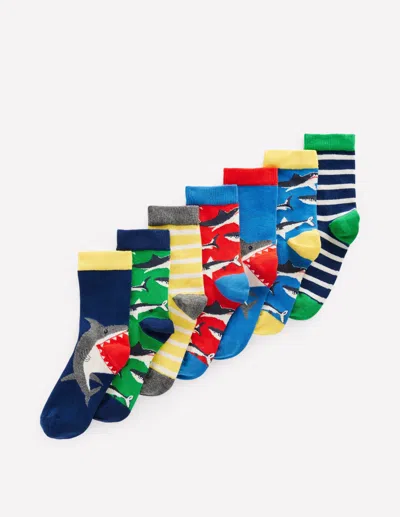 Boden Kids' Socks 7 Packsharks Boys  In Multi