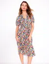 Boden Sofia Jersey-midikleid Mit Besatz-bunt, Malkasten Blümchen In Multi
