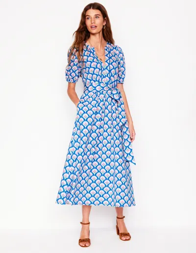 Boden Sofia Trim Jersey Midi Dressbright Blue, Blossom Terrace Women