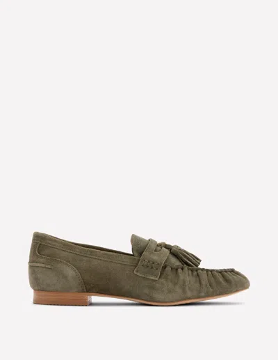 Boden Soft Ruched Loafers Deep Olive  In Green