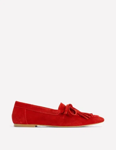 Boden Soft Tassel Deck Shoes Post Box Red Women