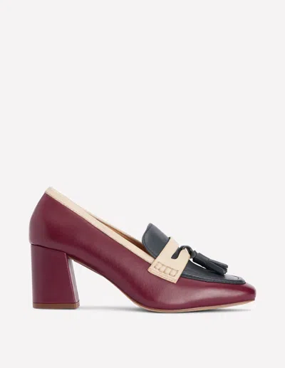 Boden Sol Block Heeled Penny Loafers-oxblood Female