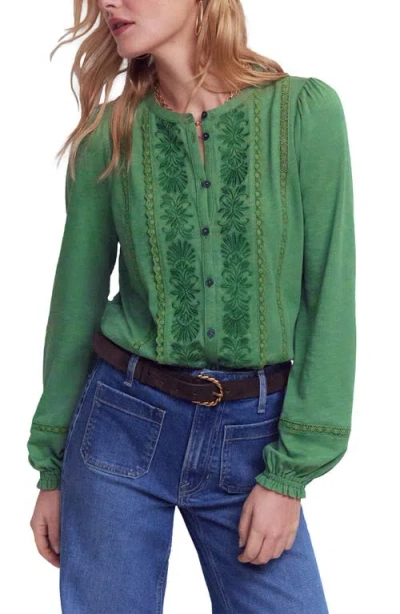 Boden Sophie Embroidered Button-up Shirt In Green