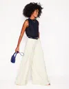 Boden Sophie Ruffle Linen Top-navy Female  In Blue