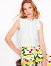 Boden Sophie Ruffle Linen Top-white Female  In White