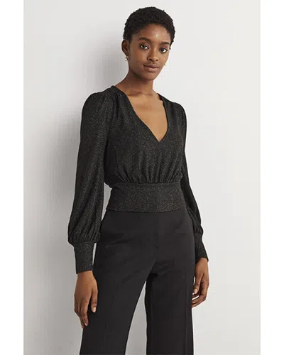 Boden Sparkle Cropped Blouson Top In Grey