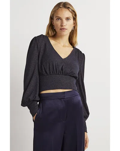 Boden Sparkle Cropped Blouson Top In Blue