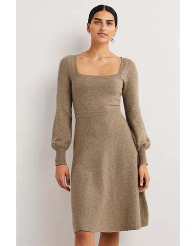 Boden Square Neck Knit Wool & Alpaca-blend Dress In Brown