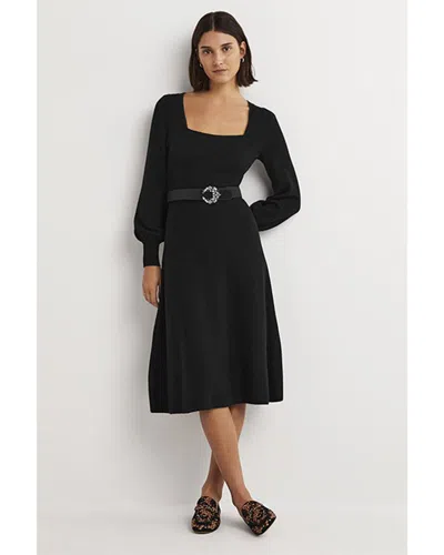 Boden Square Neck Knit Wool & Alpaca-blend Dress In Black