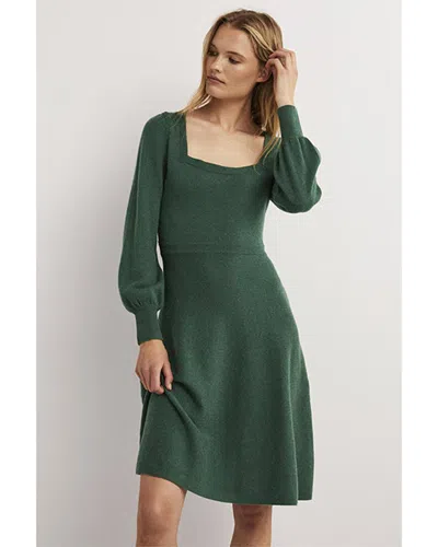 Boden Square Neck Knit Wool & Alpaca-blend Dress In Green