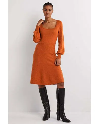 Boden Square Neck Knit Wool & Alpaca-blend Dress In Orange
