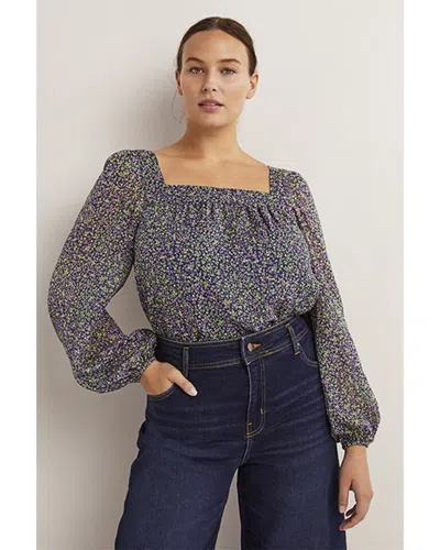 Boden Square Neck Printed Top In Green