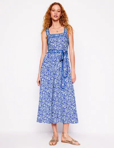 Boden Midikleid Mit Eckigem Ausschnitt Und Ziernähten-galerie-blau, Weinrebenkachel In Blue
