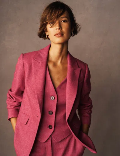 Boden Stamford Blazer Aus Wollmischung-rosa Fischgrätenmuster In Pink