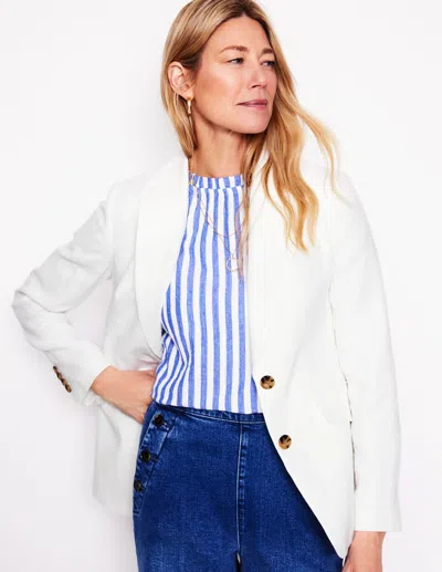 Boden Stamford Linen Blazer White Women