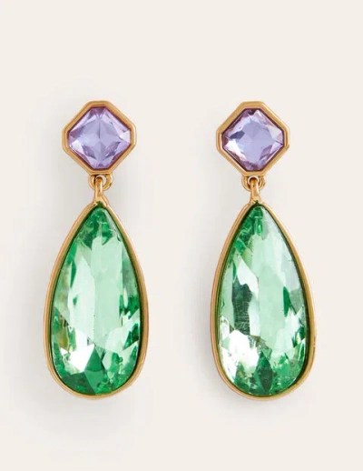 Boden Statement Jewel Earrings Green And Lilac Women
