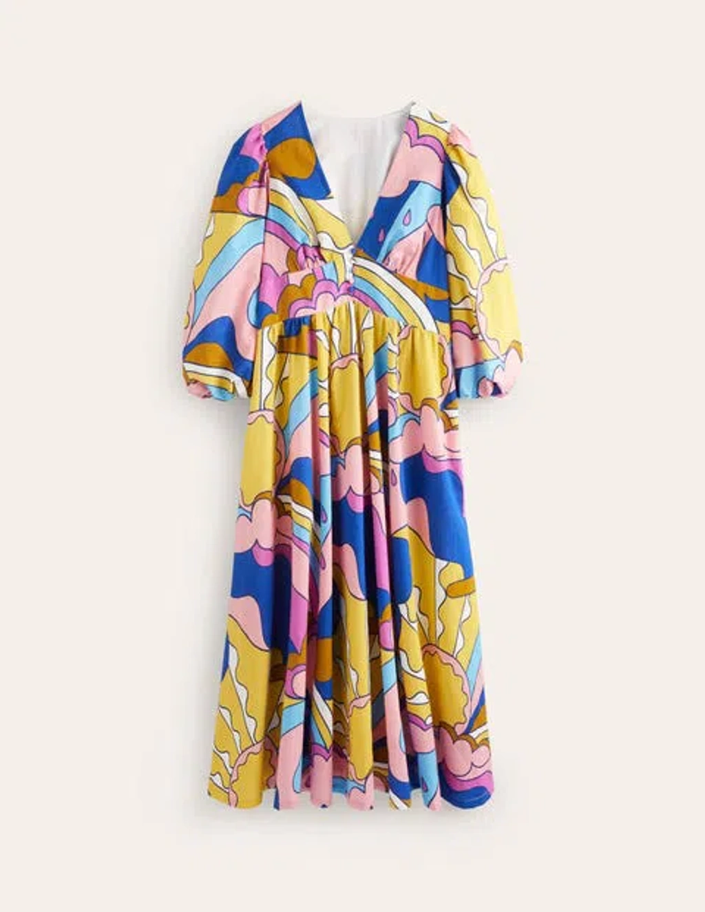 Boden Lola Blouson Maxi Dress Orchid Smoke, Sunshine Women In Orchid Smoke/  Sunshine | ModeSens