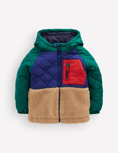 Boden Kids' Steppjacke Mit Teddyfell | Grösse 98 In Green