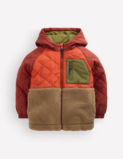 Boden Kids' Steppjacke Mit Teddyfell In Rot | Grösse 98 In Brown