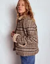 Boden Stirling Check Coat Ivory, Brown & Black Check  In Brown